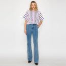 Ruffle Ruffle Stripe Top - Blue & Red stripe