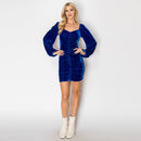 Royal blue velvet mini dress