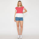 Red Stripe with Bubble Ruffle Top