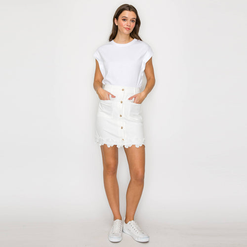 Lovely White Daisy Mini Skirt