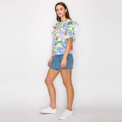 Blooming Flower Print Cotton Top