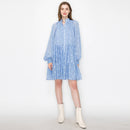 Jacquard pattern mini dress with long sleeves