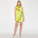 Sunny Lemon Yellow Flower Print Mini Shift Dress