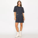 Boucle mini dress with jewel trim
