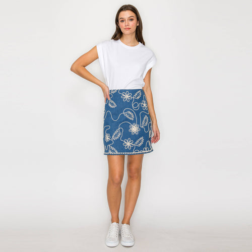 Jacquard Pattern Embroidery Mini Skirt