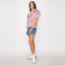 Double Ruffle Cotton Blouse Wildflower Print - Pink -LWT1981