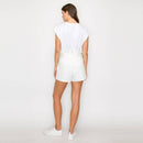 Shopper Bag Shorts with Sash Belt - WHITE
