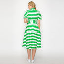Lucky Green Stripe Shirt Midi Dress