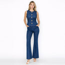 The Tailored Denim Peplum Top