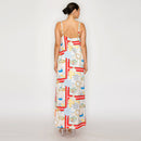 ATLANTIC BREEZE RED Satin Scarf Midi Dress