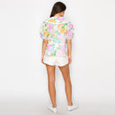 Garden Flower Print Cotton Top With Collar
