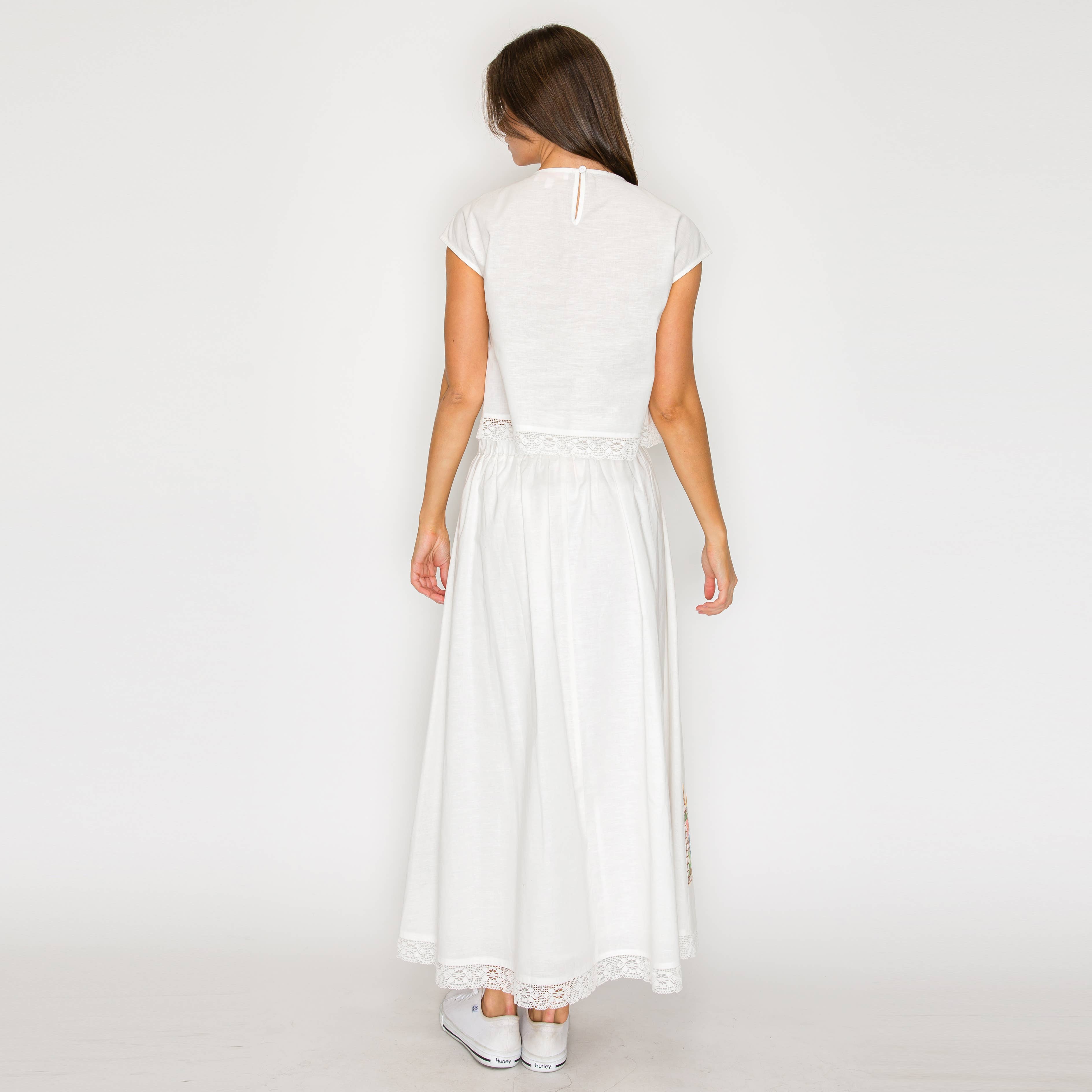 Heirloom Garden Embroidered Midi Skirt