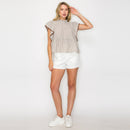 Tortilla Stripe Ruffle Blouse