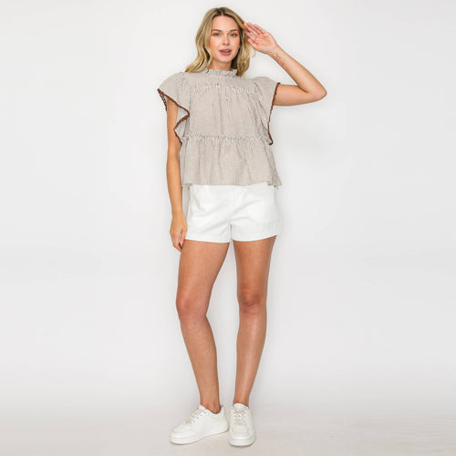 Tortilla Stripe Ruffle Blouse