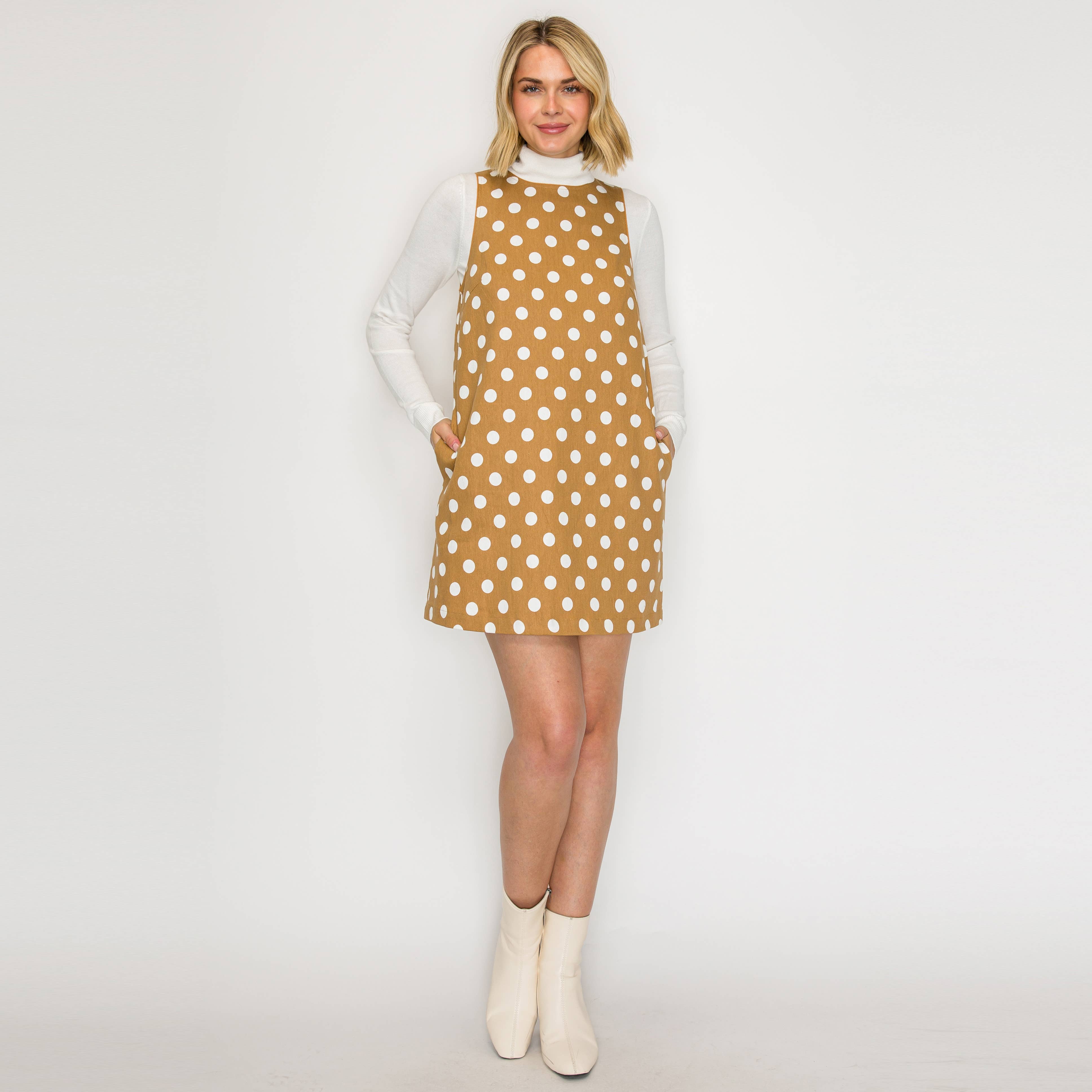 I LOVE POLKA DOTS Camel Mini Dress