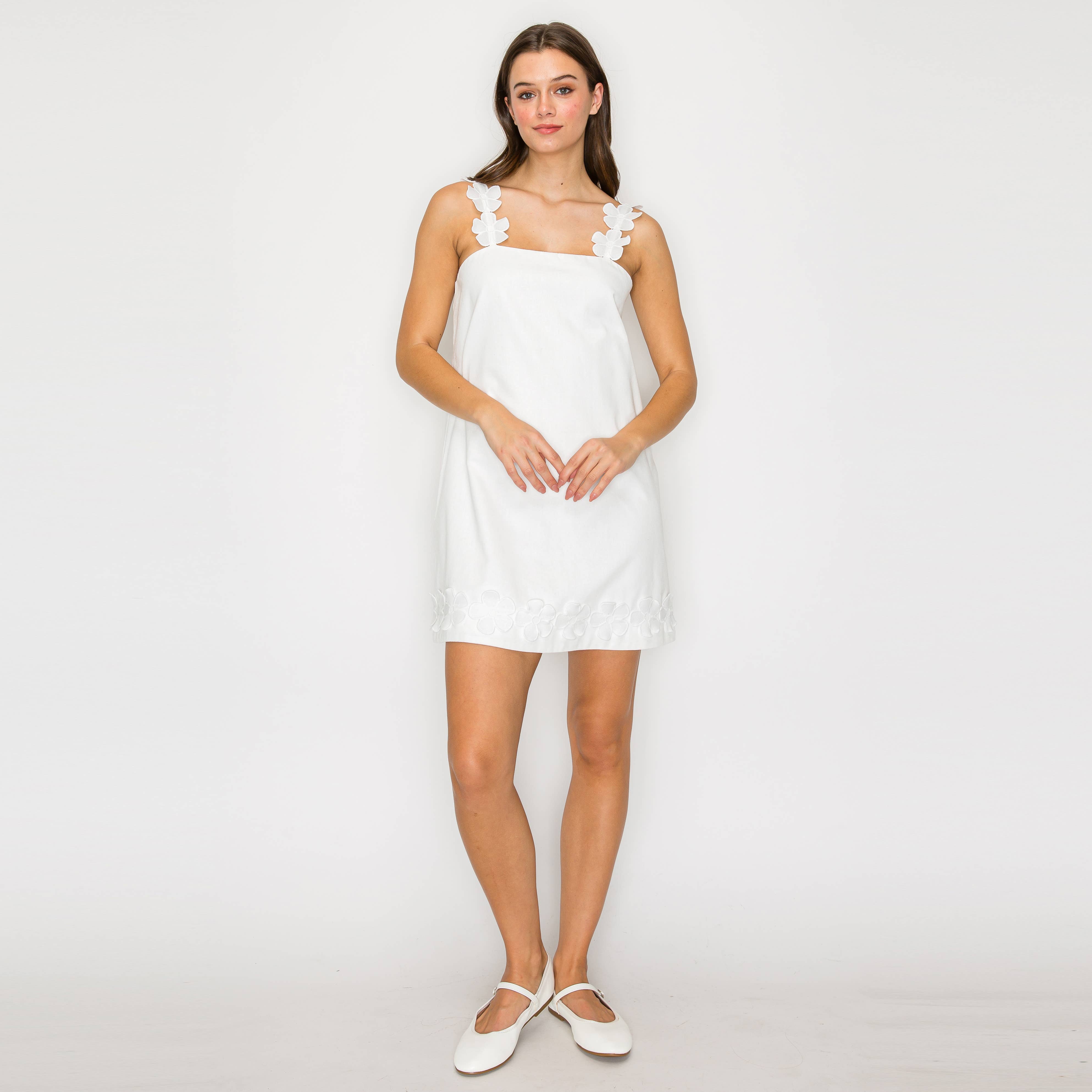Lovely White Daisy Mini Dress
