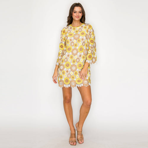 Marigold Vintage Lace Mini Dress
