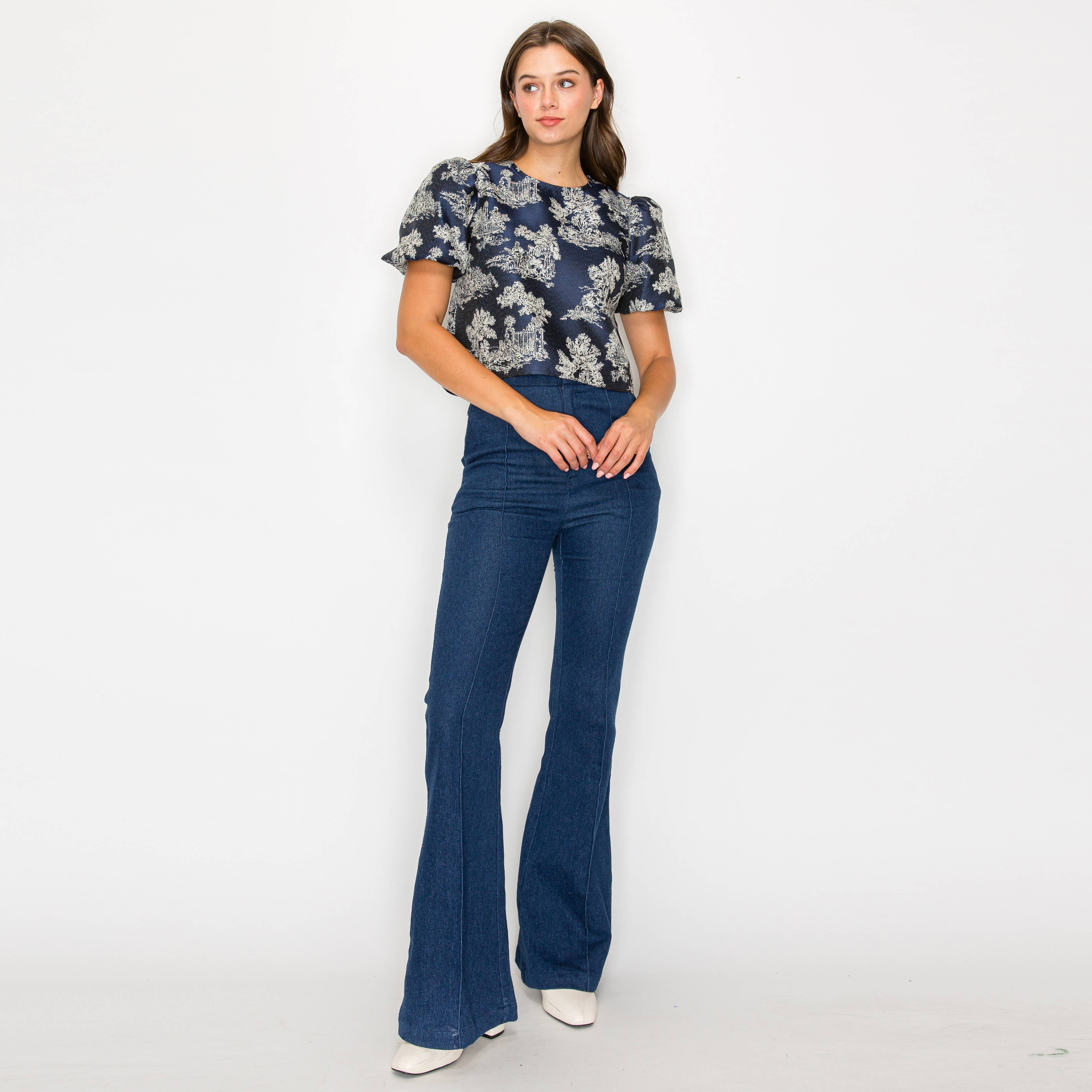 Toile Jacquard pattern top