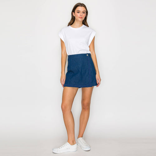 Stretch Denim Skort with RICK RACK Trim