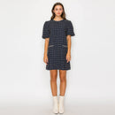 Boucle mini dress with jewel trim