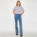 Ruffle Ruffle Stripe Top - Blue & Red stripe