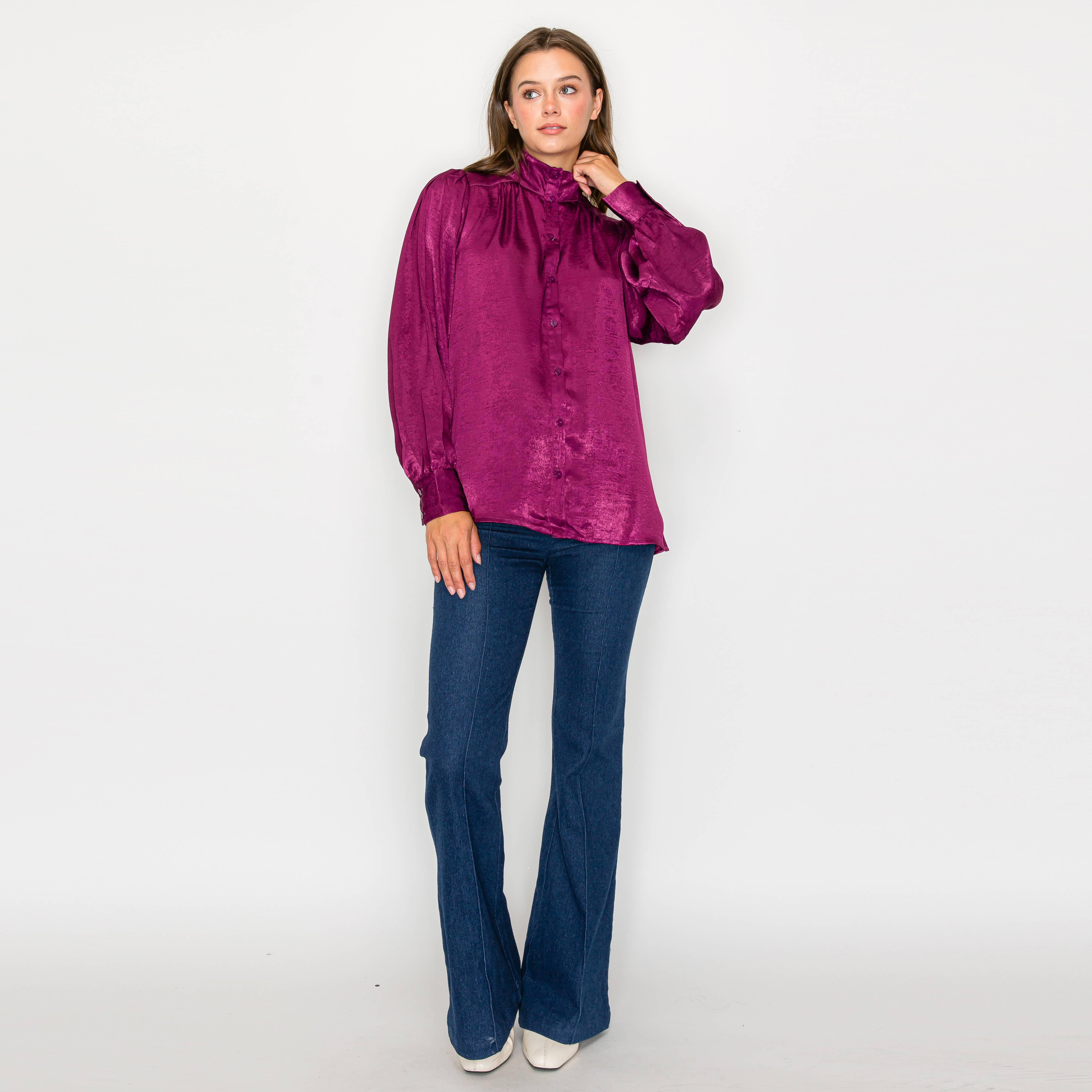 Good plum satin blouse