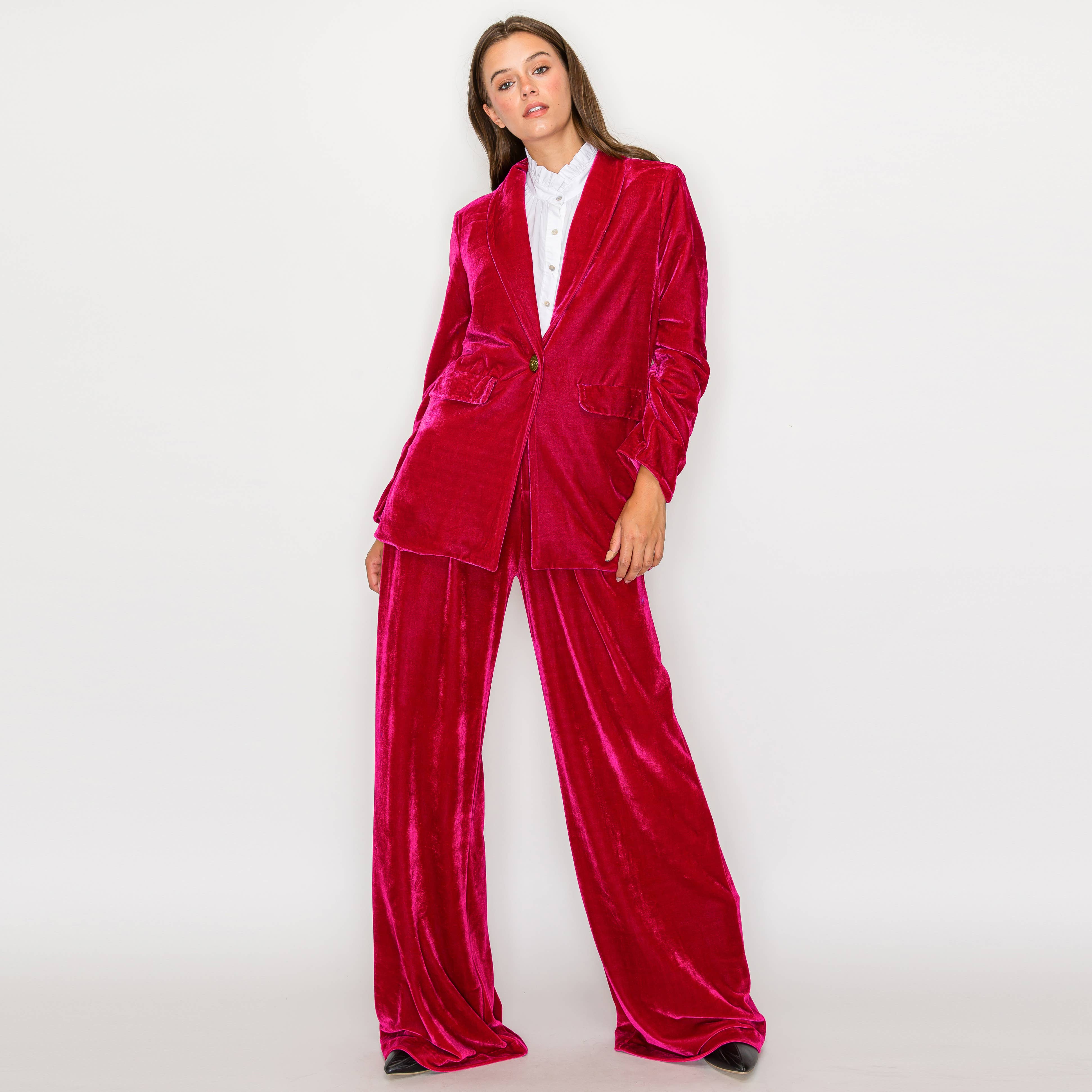 Emily Hot Pink velvet blazer