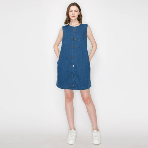Scallop lover denim mini dress
