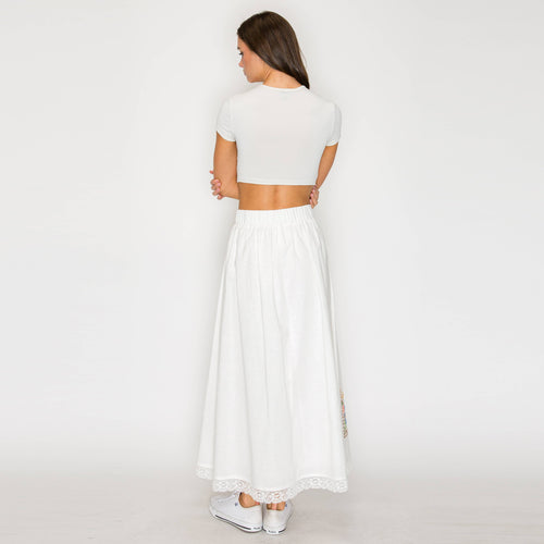 Heirloom Garden Embroidered Midi Skirt
