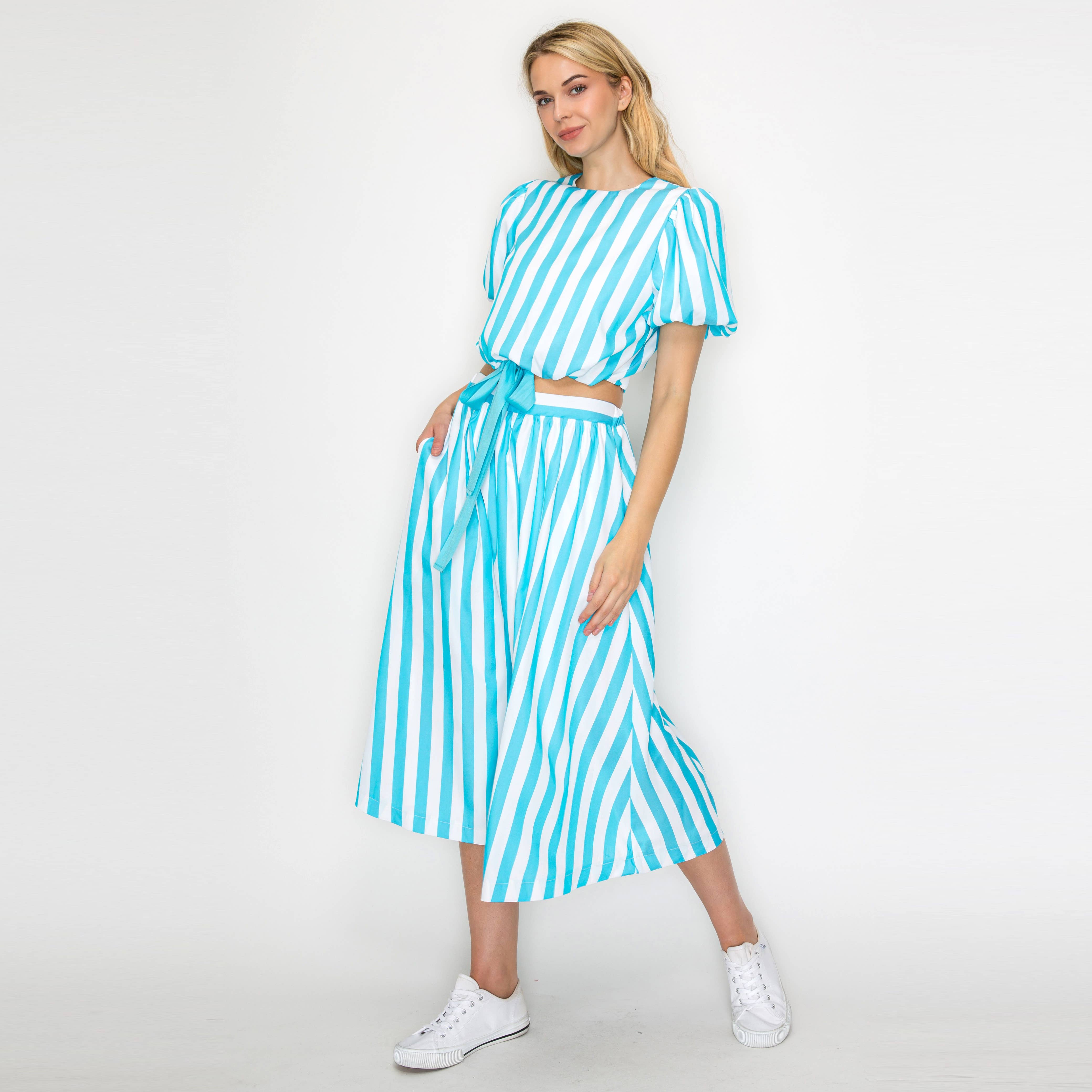 Turquoise Blue Stripe Set
