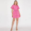 Pretty Pink Checker Boucle Mini Dress
