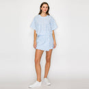 Ruffle Ruffle Stripe Top - Blue & White stripe