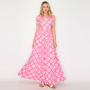 Pink Geo Lace Print Maxi Dress