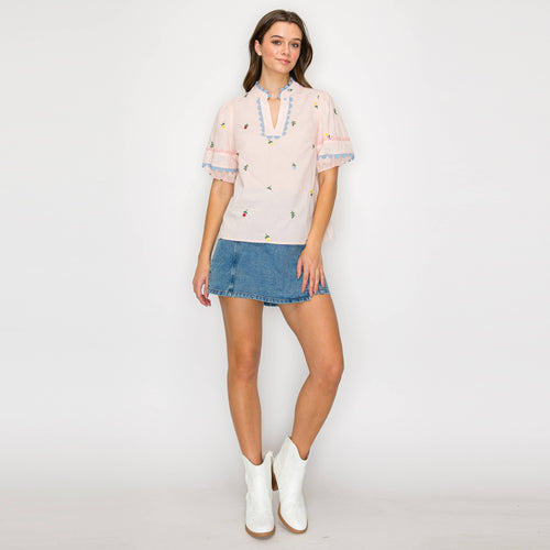 Daisy Flower Embroidery top