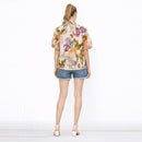 TANGERINE BLOOM Tie-Neck Blouse