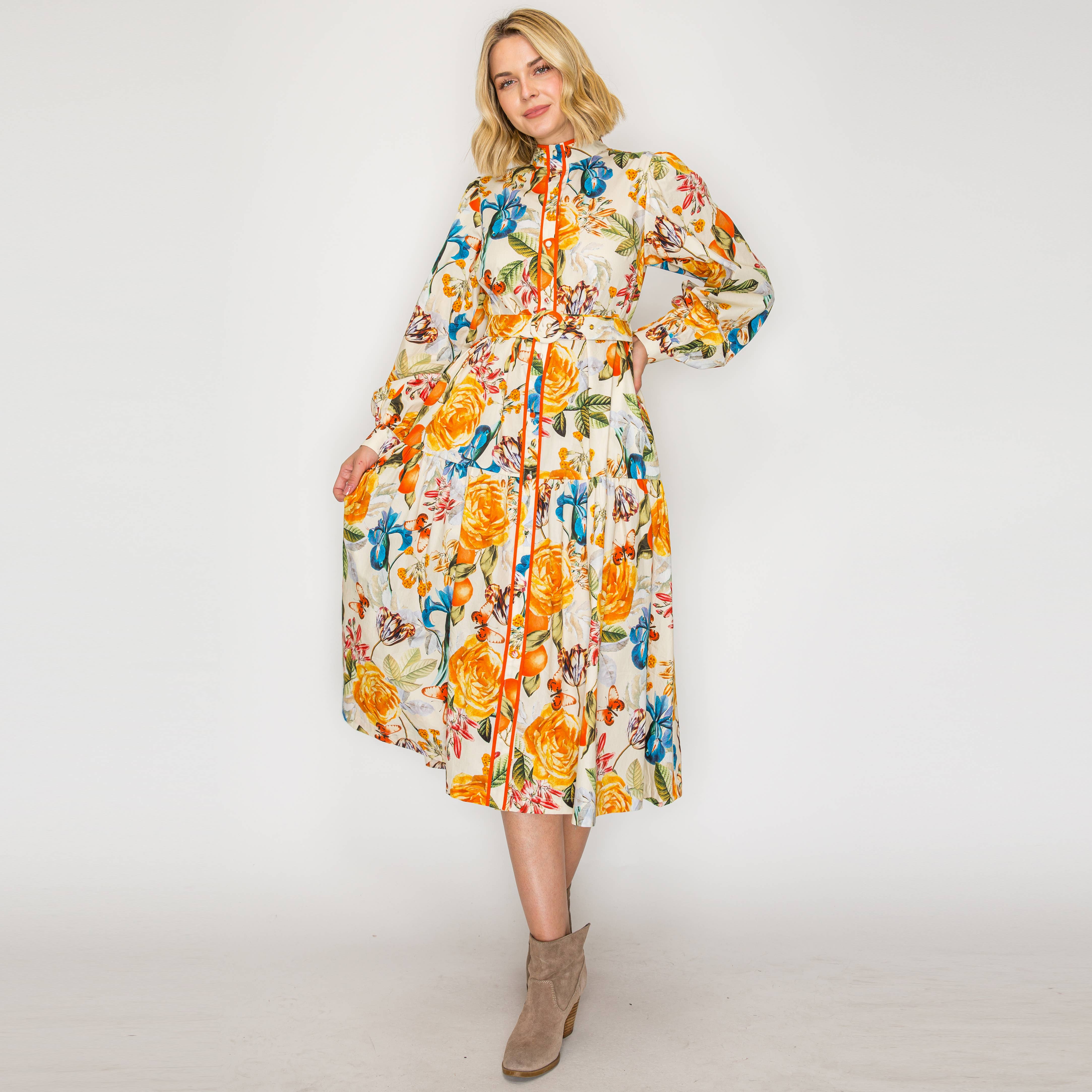 Harvest Flower Midi Dress