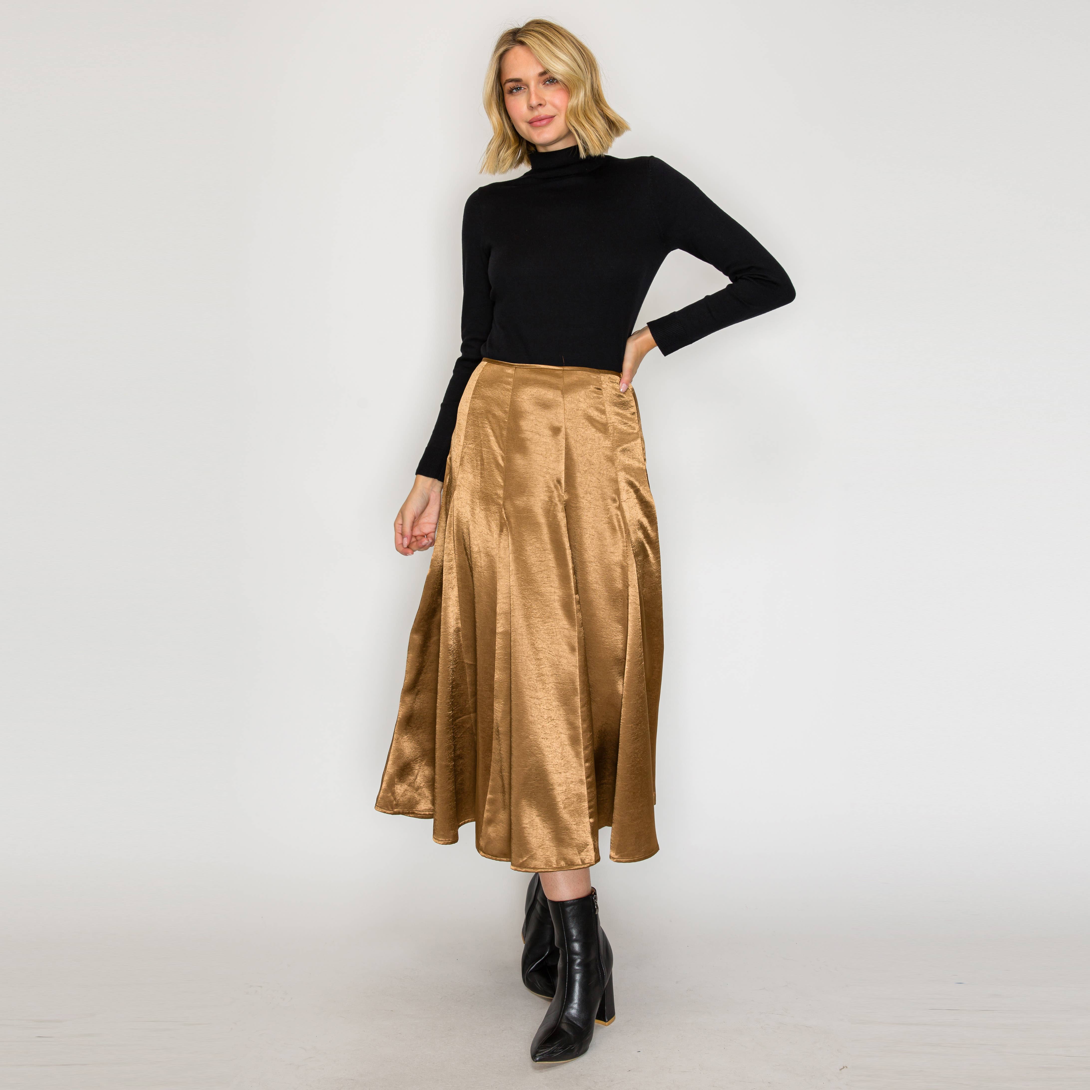 ESSENTIAL Satin Skirt for Every Girl - SEPHIA