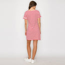 Red Striped Knit Mini Dress with Front Tie