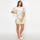 Garden Flower Print Lace Collar Mini Shift Dress