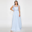 Dreamy Blue Stripe Maxi Dress with Shoulder Tie