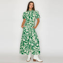 Emerald Meadow Belted Maxi Shirt Dress