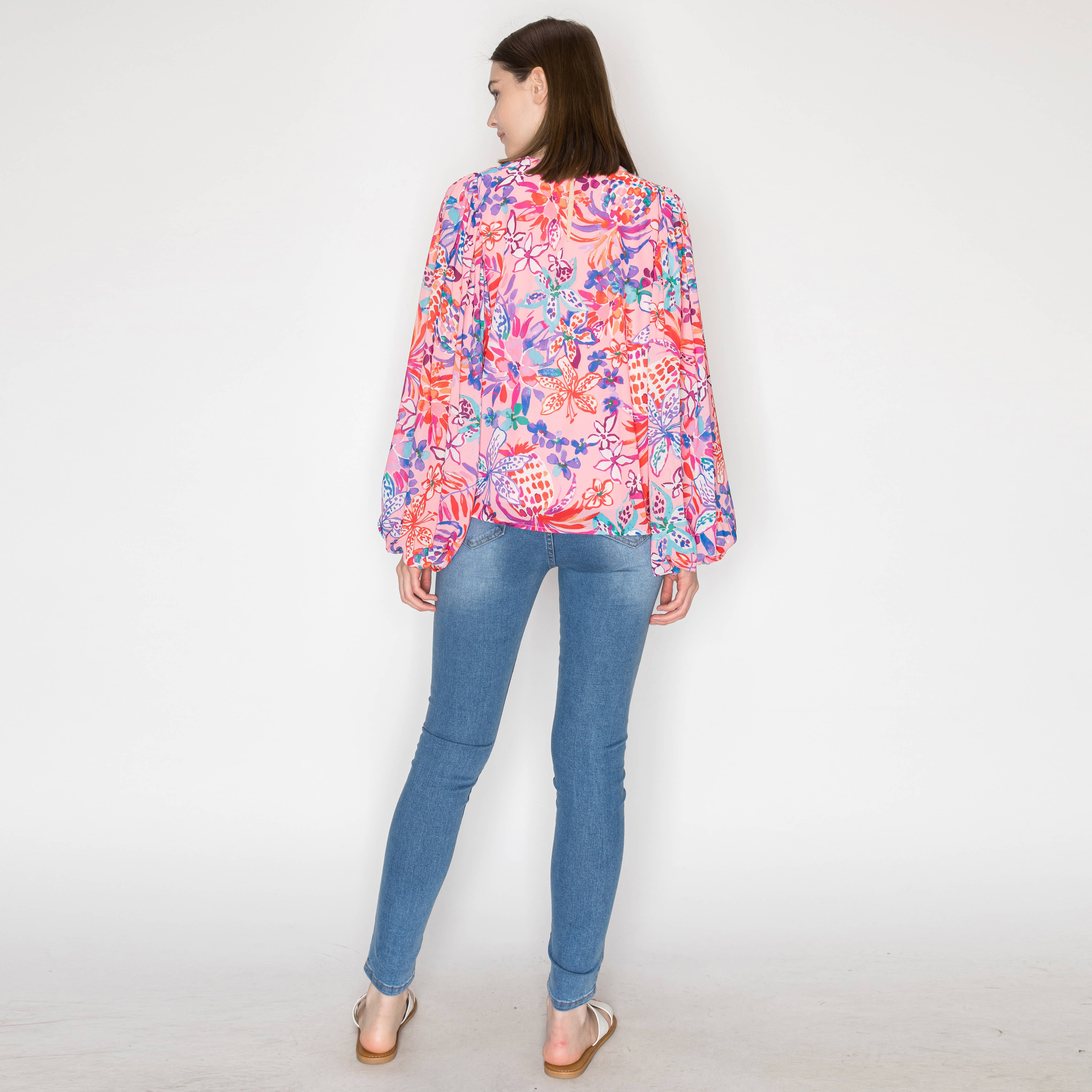 Print long-sleeved top