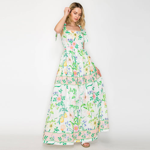 Summer Romantic Garden with Shell Maxi Dress