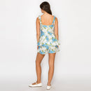 Blue Flower Jacquard Brocade Romper
