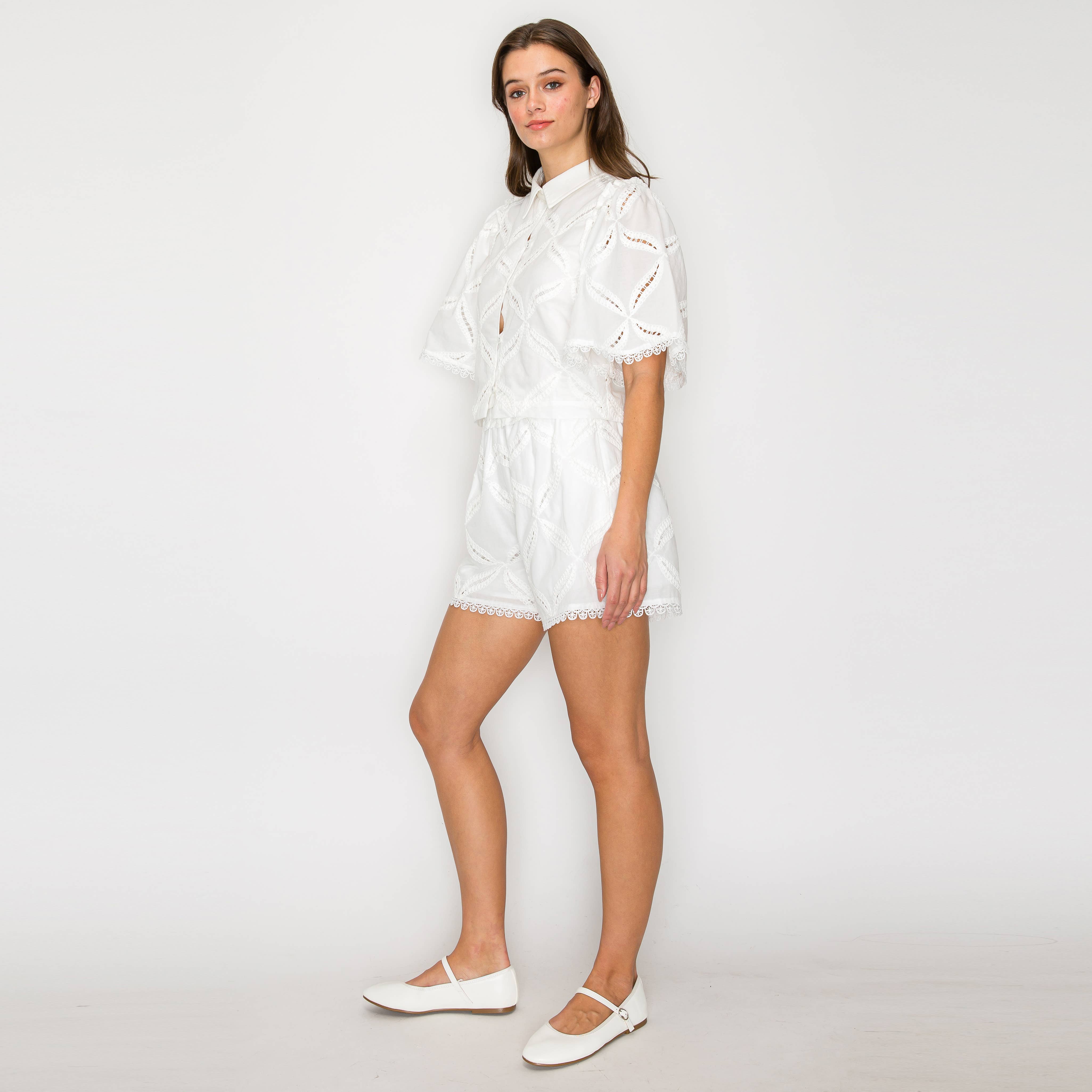 Pure White Shirts with Flare Sleeves