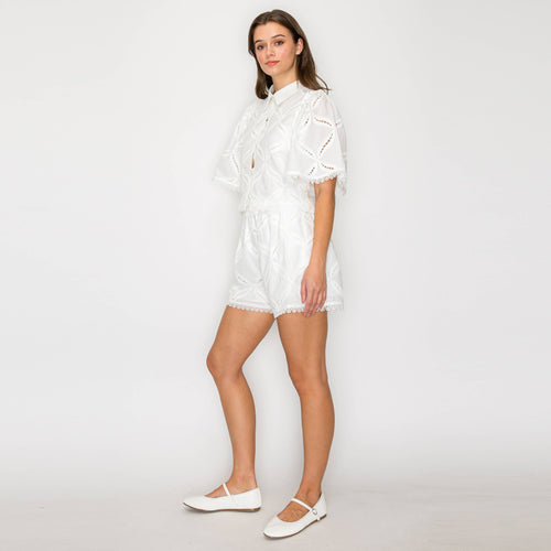 Pure White Shirts with Flare Sleeves