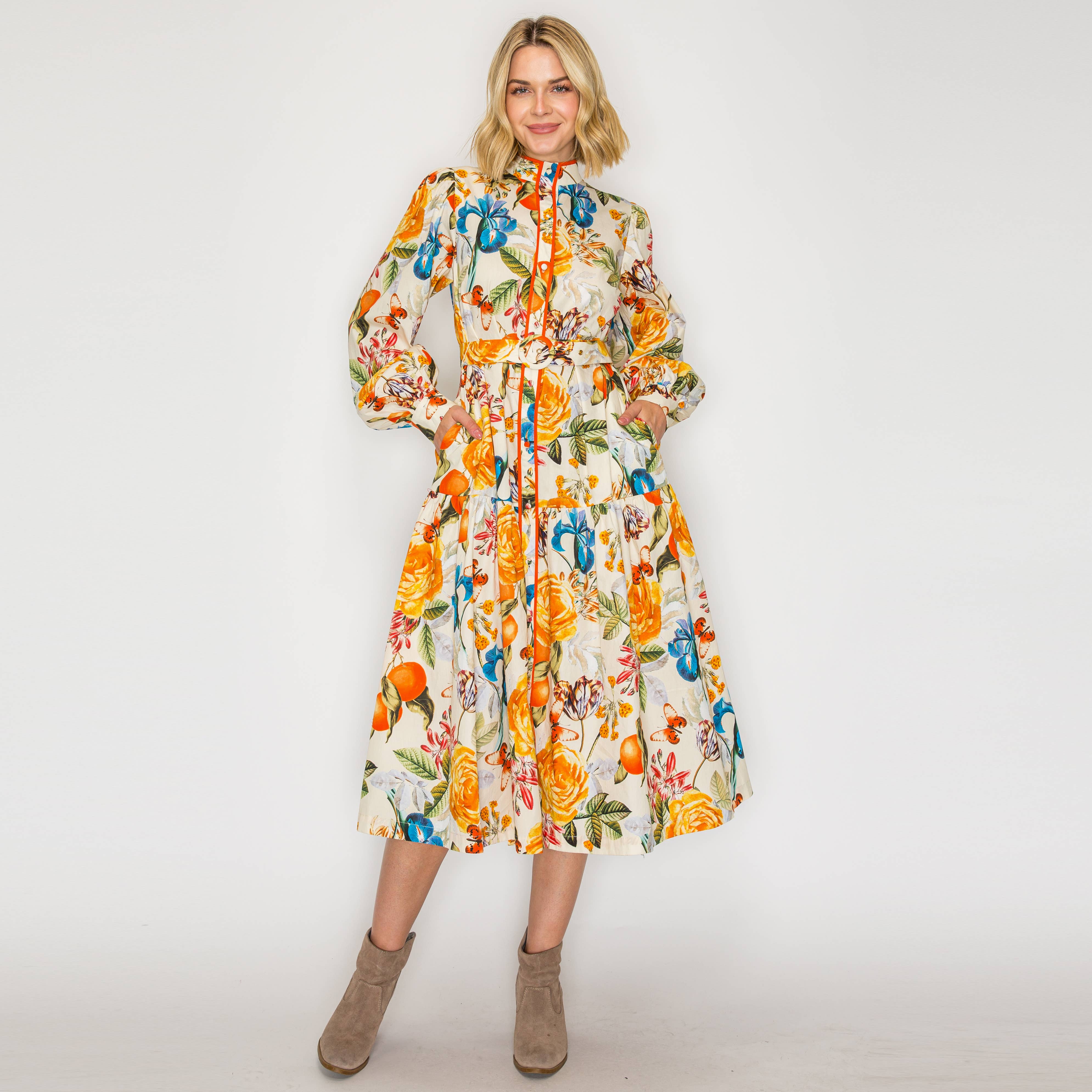 Harvest Flower Midi Dress