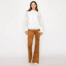 Camel suede boot cut pants
