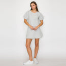 Soft Blue Stripe w/ Embroidery Mini Skirt w/ Ruffle- LWK1190