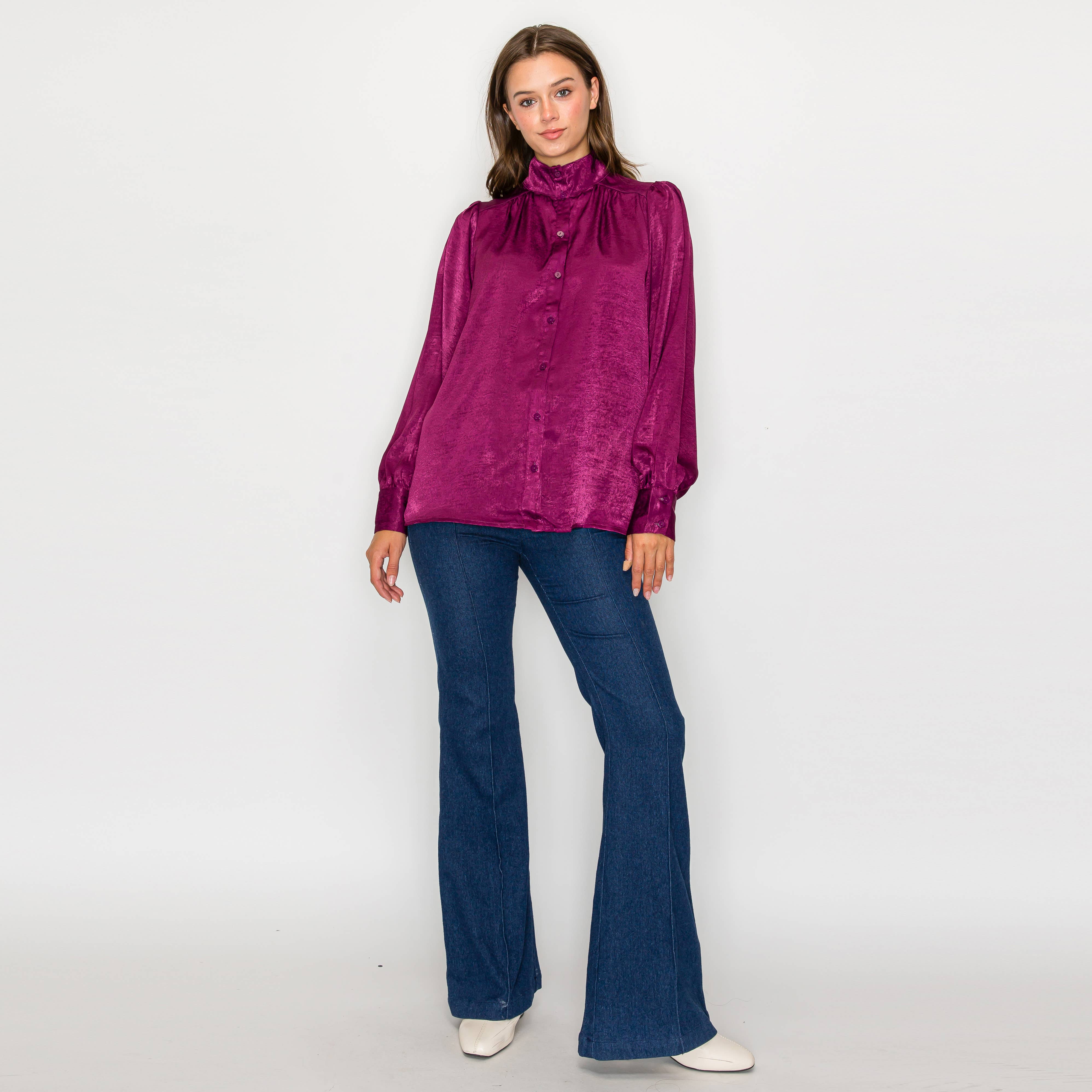 Good plum satin blouse